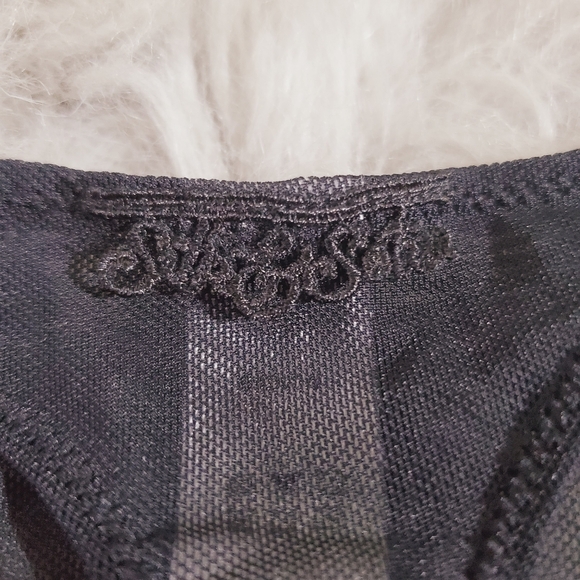 Silk And Satin Black Low Rise Intimate Pom Pom Thong Panty - Picture 5 of 9